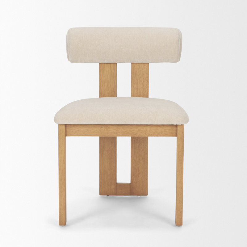 Chaise de salle à manger à trépied Ardith, Beige / bois naturel, Natural Wood