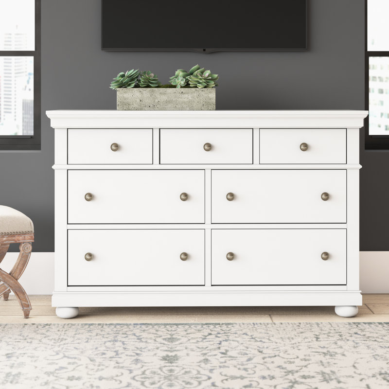 Commode 7 tiroirs Canterbury, Érable naturel / Blanc