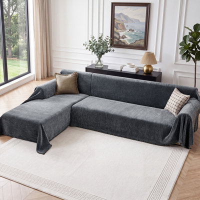 2-Piece L-Shaped Sectional Couch Cover Machine Washable Pet-Friendly Furniture Protector