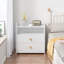 Table de chevet blanche à 2 tiroirs avec panneaux latéraux incurvés et étagère ouverte, table de chevet moderne pour chambre à coucher, chambre d'enfant, chambre de bébé