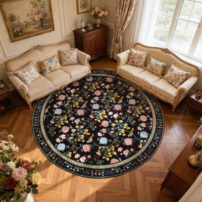 Botanical Floral Washable Non-Slip Area Rug