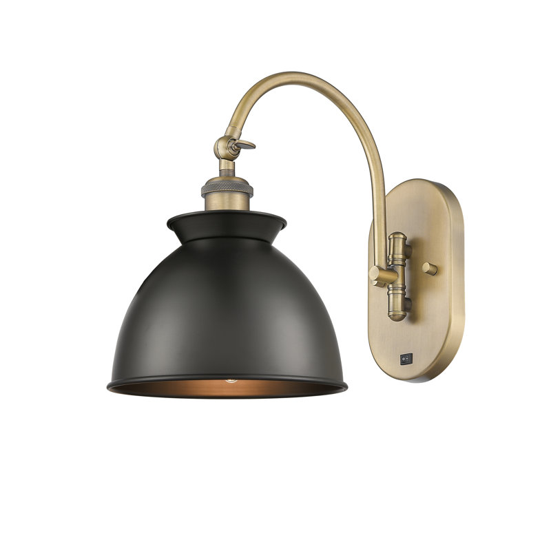 Bras pivotant en acier Gustau, Noir mat, Incandescent, Laiton brossé