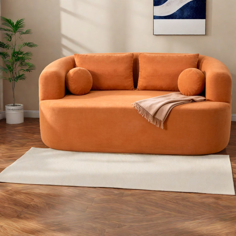 Comfortable Orange Chenille Sofas, Modern Style For Small Spaces