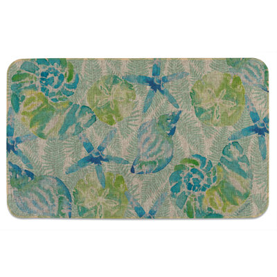 Highland Dunes Isla Mona Shells Indoor/Outdoor Natural Linen Look Floor Mat