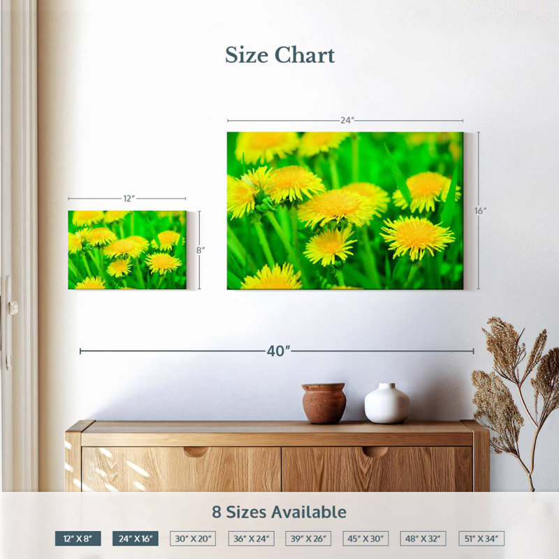 Harnek Bright Yellow Dandelions, 16" H x 24" W