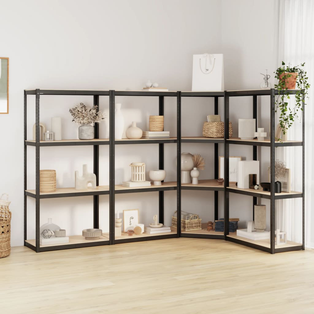 Rebrilliant Shelf Bookshelf Shelving Unit Rack 4-Layer Steel and ...