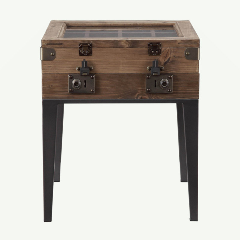 Table d'appoint en chêne rustique et gris mat avec pieds fuselés