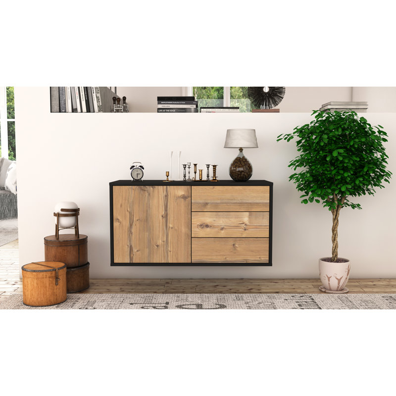 Linsley Unfinished Floating TV Stand, Pine