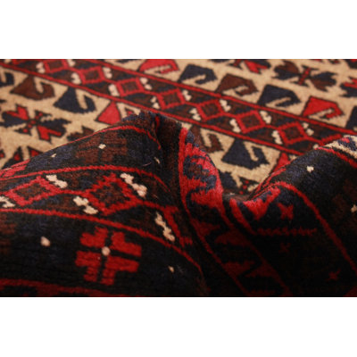 Tapis rectangulaire en laine New Age de conception unique 3 pi 1 po x 5 pi brun clair