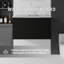 Meuble-lavabo de 91 cm (36 po) avec lavabo en céramique, comptoir et dosseret en marbre reconstitué, armoire de rangement suspendue en contreplaqué avec portes à fermeture amortie, noir-133433941
