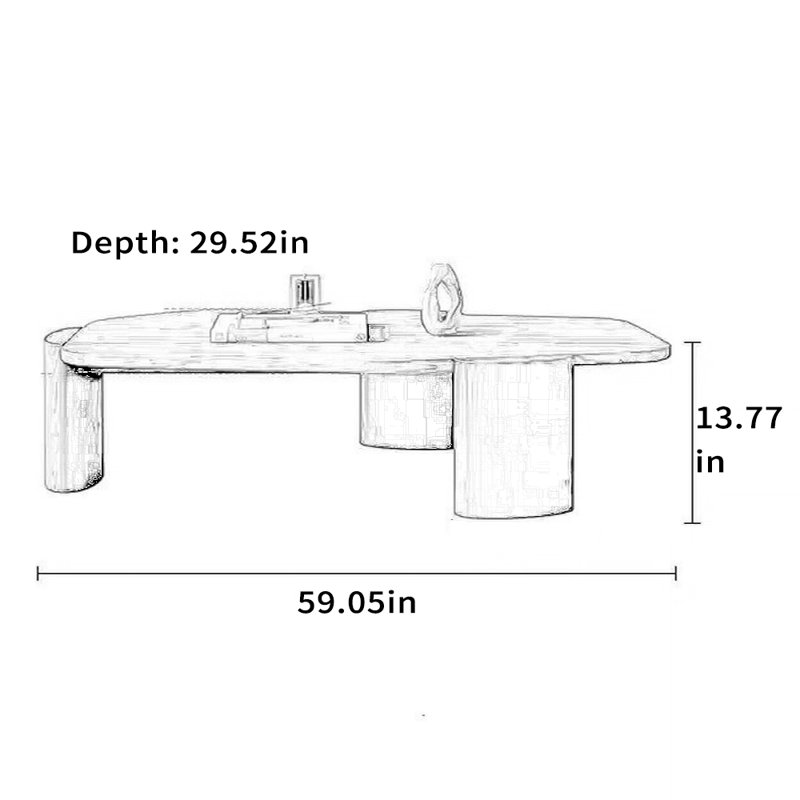 Modern Minimalist Coffee Table, 13.77" H x 59.05" L x 29.52" W