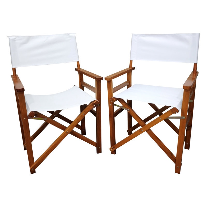 2Pcs Folding Wooden Chairs With Canvas Seat - White. And Long-Lasting, Made Of Populus Wood. Breathable Easy To Clean Canvas. High Bearing Capacity For Different Users. Foldable Storage Transport.