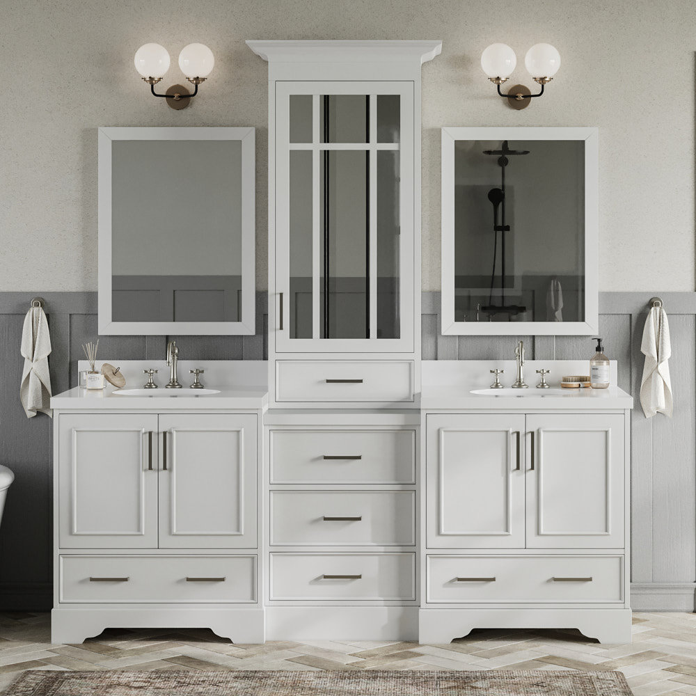 Buckhorn 85'' Double Bathroom Vanity, White