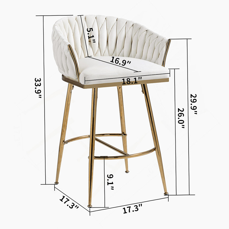 Tabourets de bar Rukja, Flanelle blanche