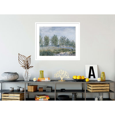 Peupliers sur une berge par Alfred Sisley, impression giclée sur cadre