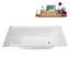 Baignoire encastrée Streamline NS7420CH 71 po en résine de pierre blanche mate avec receveur et bonde intégrée en chrome poli