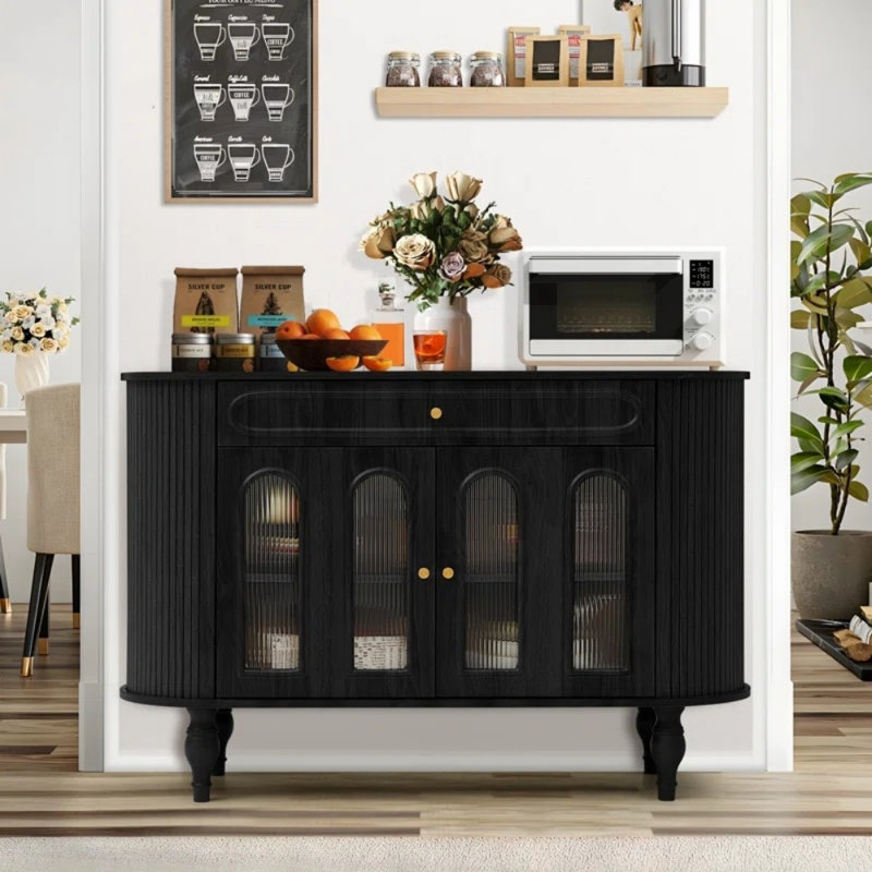 Buffet multifonctionnel de style rétro, Noir