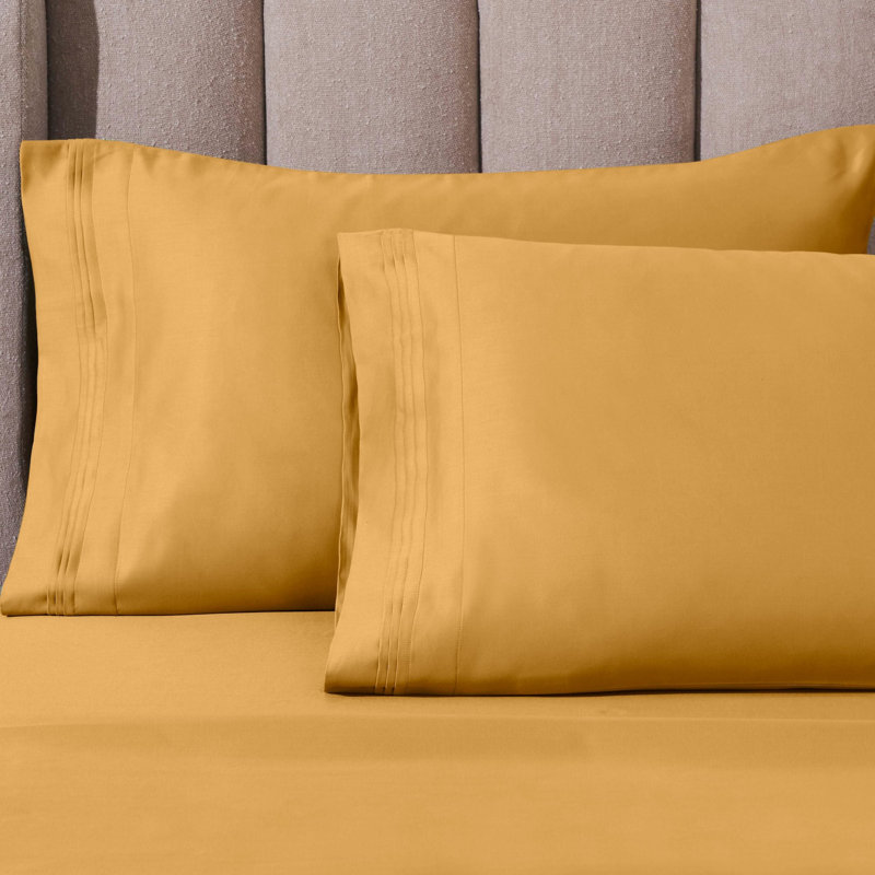 Ensemble de draps en coton égyptien luxueux de couleur unie à densité de tissage de 1000 fils avec poches profondes Simba