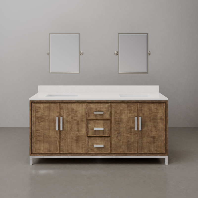 Westin 72" Freestanding Standard Double Bathroom Vanity with Top, Mirror Included