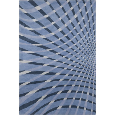 Tapis bleu tourbillon en laine touffeté à la main Ailey Authentic