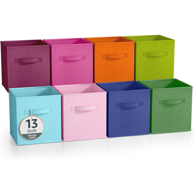 8 Pack 13" Large Foldable Storage Cubes with Handles in Deep Pastel Set