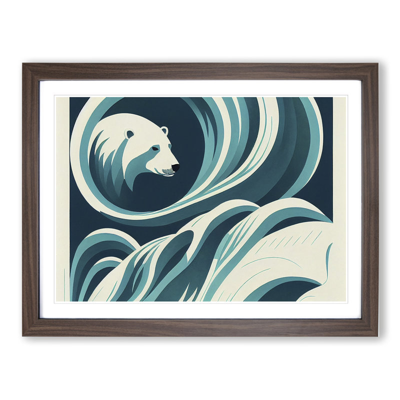 Polar Bear Deco - Framed Print, Walnut, 34cm H x 46cm W x 2cm D