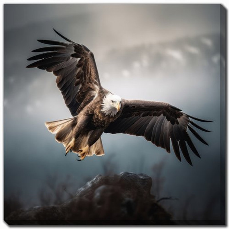 Art sur toile, faune et aigle, H 16 po x l 16 po