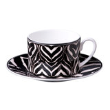 Tea Cup & Saucer ZEBRA Set of 2 in Luxury Box diam. 3.3in, H 2.3in, cap. 7.5 oz, Saucer diam. 6in