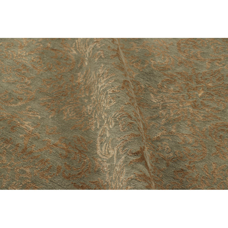 Rug & Kilim’S European Style Rug In Green With Arabesque Patterns In Beige-Brown