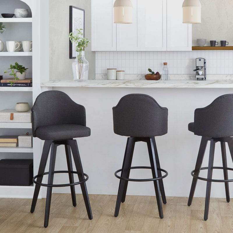 Tabouret de bar à hauteur fixe avec pivot, Gris foncé