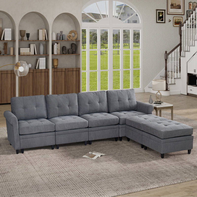 Canapé modulaire moderne en U avec canapé et canapé modulaire à 4 places Modern, Blanc / gris antique