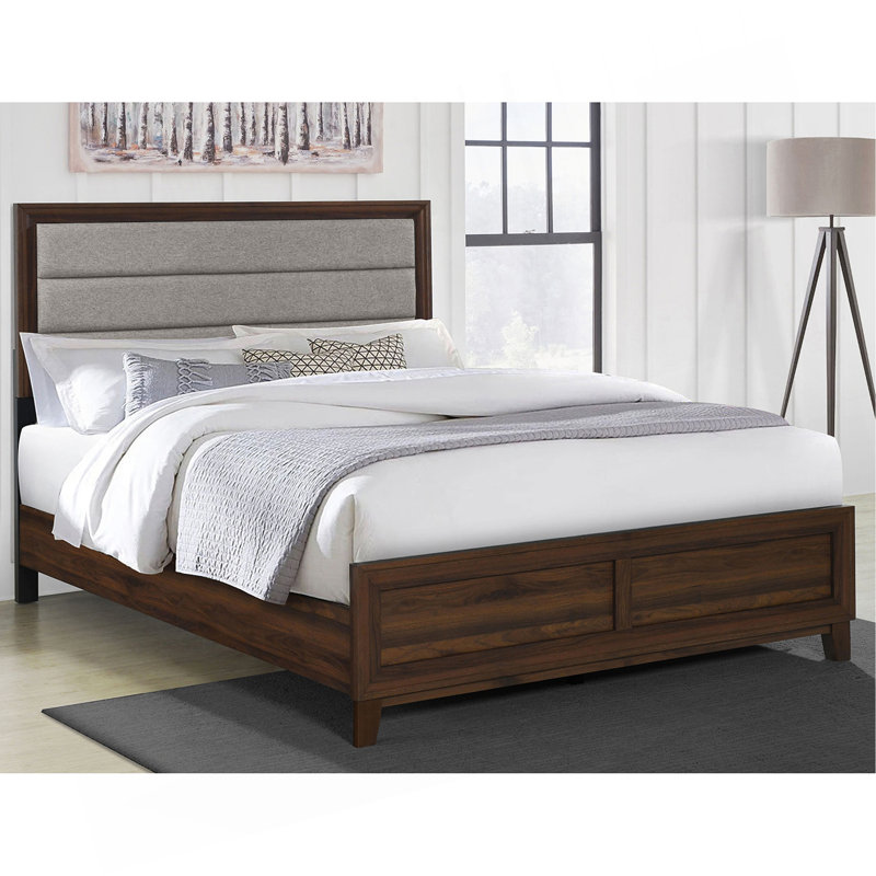 Anza Walnut Upholstered Queen Bed