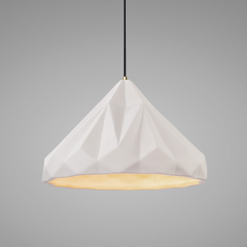 Luminaire suspendu géométrique 1 lumière Cattier, Laiton antique, Bisque