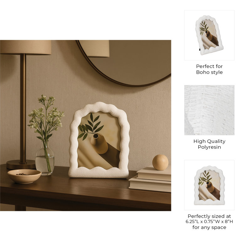 Sagebrook Home 4X6 Wavy Arch Photo Frame, White, 5" x 7"