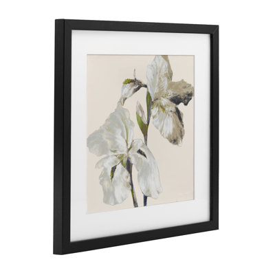 Irises Soft Beige Framed Print Under Glass, design by Lanie Loreth
