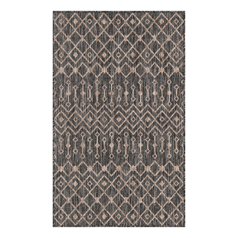 Tapis intérieur / extérieur gris anthracite Leyla, Rectangle 3 pi 3 po x 5 pi 3 po