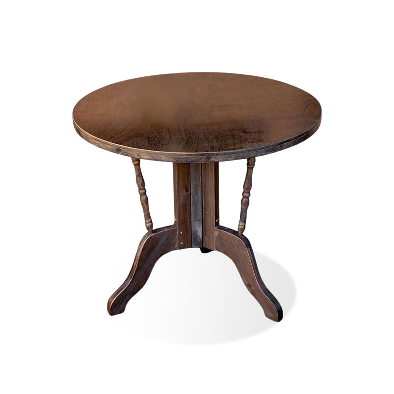Retro Nut-Brown Round Solid Wood Dining Table