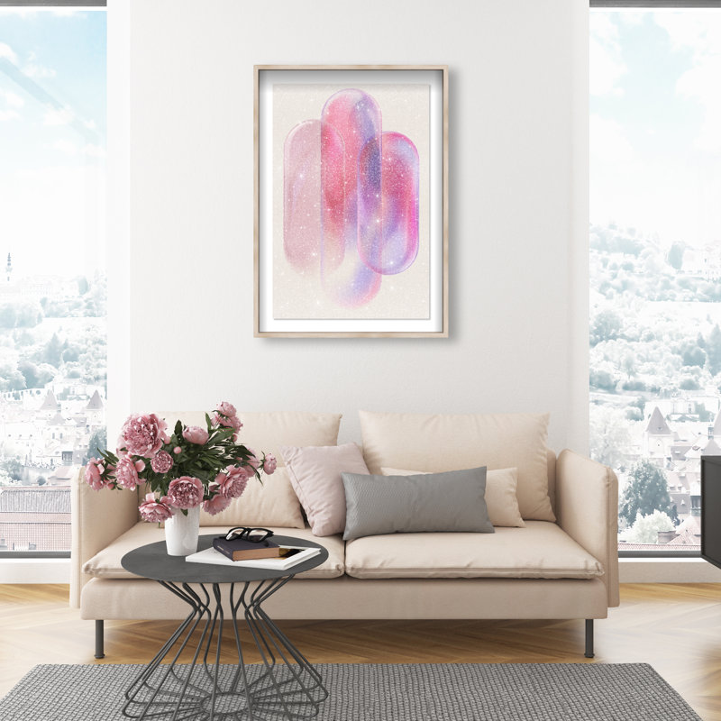 Pink Topaz Gradient Print by Oliver Gal, 31.5"H x 21.5"W, Natural Oak Shadowbox