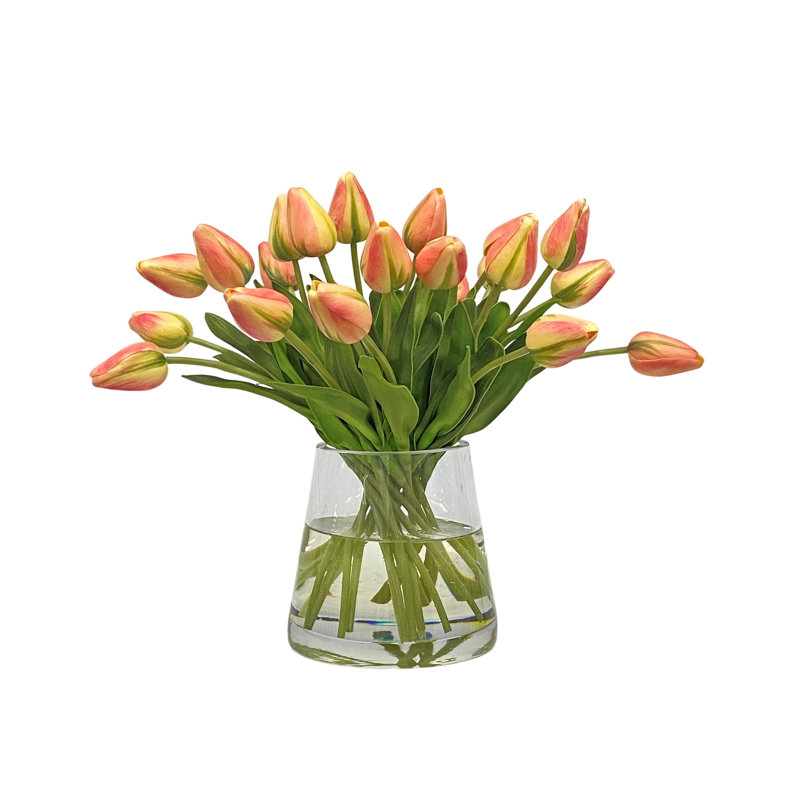 Tulip Faux Floral in Vase, Orange