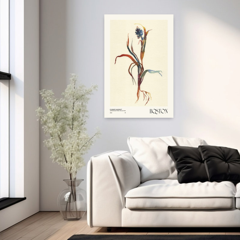 Collection d'aquarelles. «Flower Market - Boston Abstract Contemporary Flower Landscape», art mural, H 36 po x l 24 po