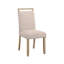 Ensemble de salle à manger de style contemporain avec table rectangulaire blanche à dossier plein et chaises rembourrées beige et gris-834595639