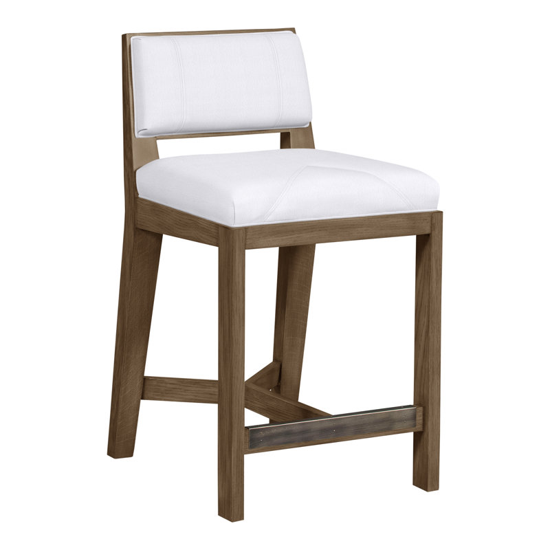 Scoville By Thom Filicia Upholstered Counter Stool with Solid Wood Frame, Hampton, Neige Navada
