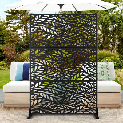 72" H x 47" W Metal Privacy Screen, Outdoor Privacy Screens - Decorative Outdoor Divider with Stand, Outdoor privacy Panels for Balcony & Patio by UFURYRIDE