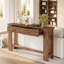 Console 63 po en bois massif, table d'entrée avec 2 tiroirs