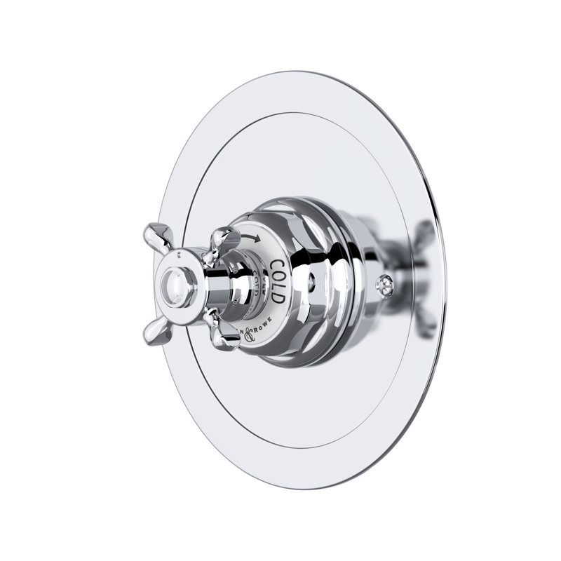 Edwardian 3/4" Round Thermostatic Trim Without Volume Control, Polished Chrome