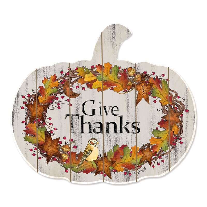 Give Thanks On Wood by Linda Spivey Print