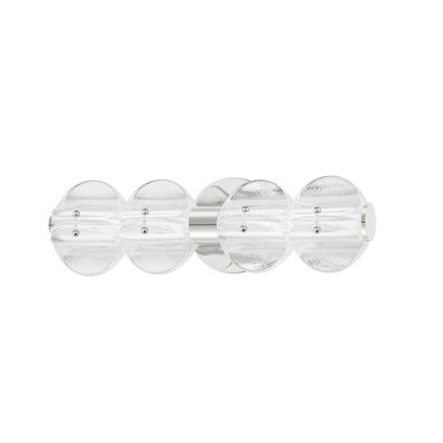 Lindley - 6 Light LED Bath Bracket - Polished Nickel Frame - Etched Shade