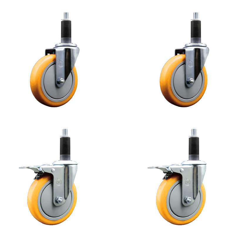 Ensemble de roulettes extensibles en polyuréthane pivotant de 5 pouces et en acier inoxydable de 1 1/8 po