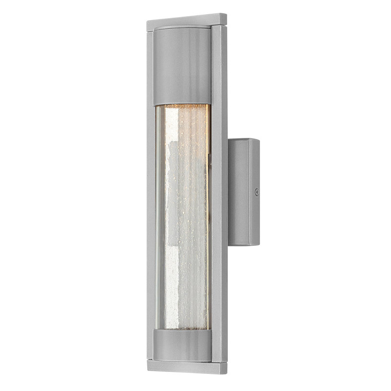 Mist 1 - Bulb Seeded Glass Outdoor Flush Wall Mount, 15.5" H x 4.75" W x 4" D, Bronze