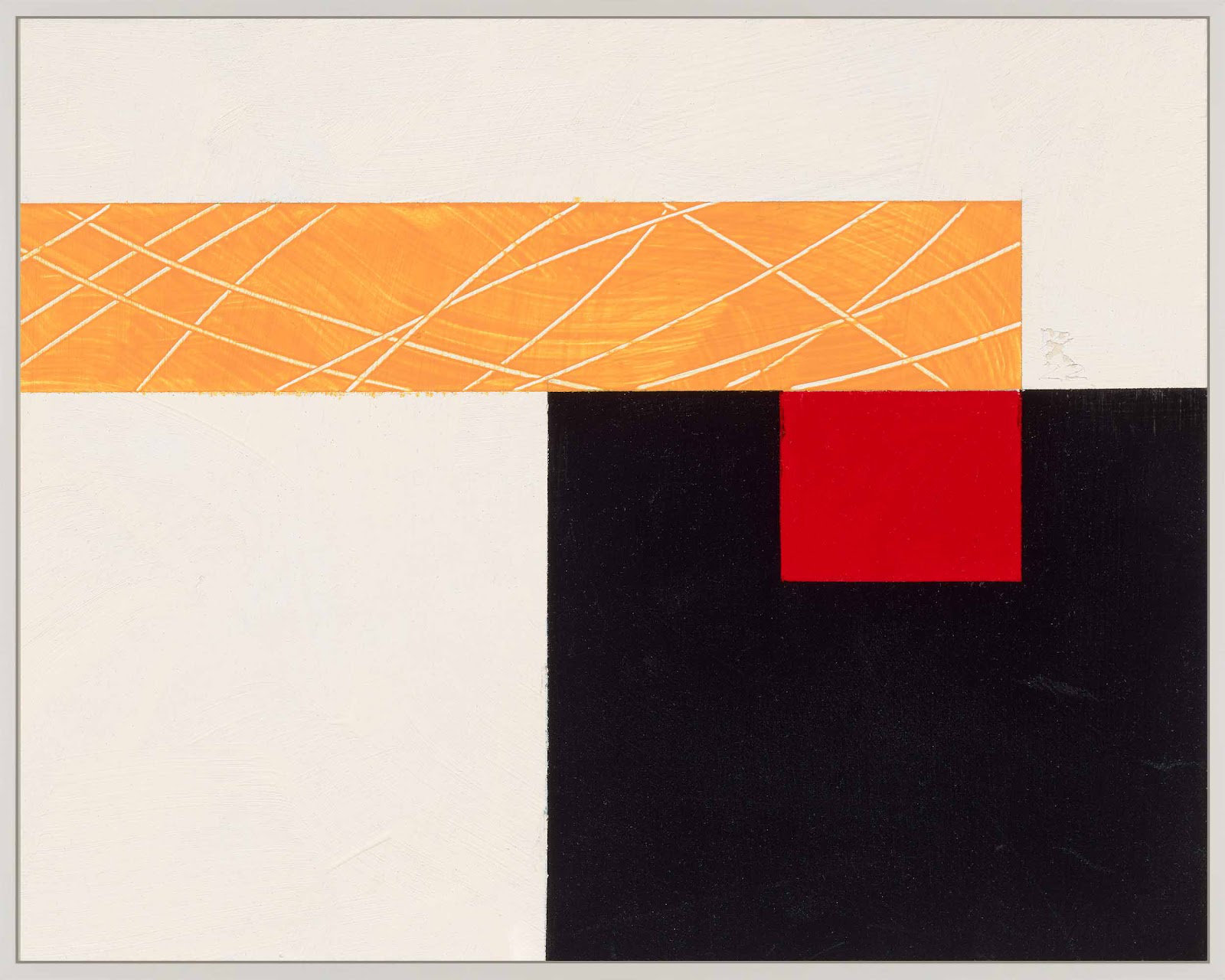 Composition With Yellow 1 by Robert Kamnatnik, 14" H x 20" W x 1.38" D, White Framed Canvas